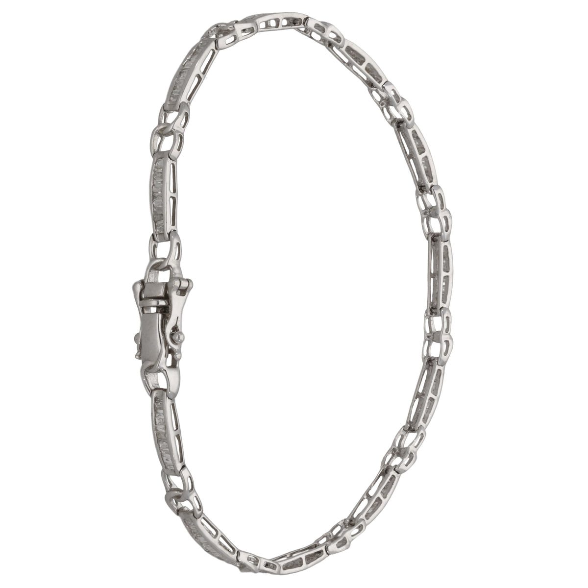 9ct White Gold 1.21ct Diamond Fancy Stone Set Bracelet