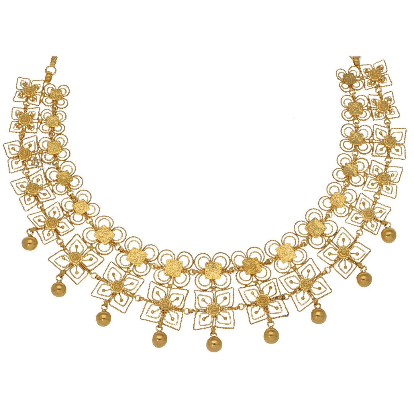 New 22ct Gold Ornate Floral Filigree Necklace 16"