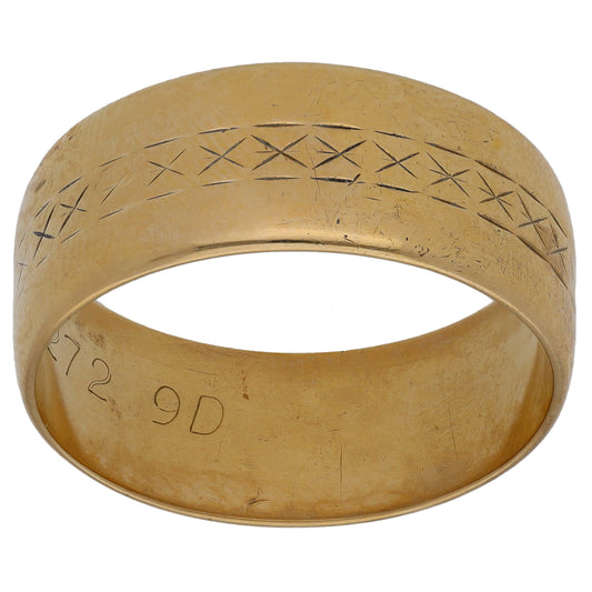 9ct Gold Patterned Wedding Ring Size U