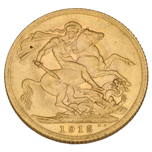 22ct Gold King George V Full Sovereign Coin 1915