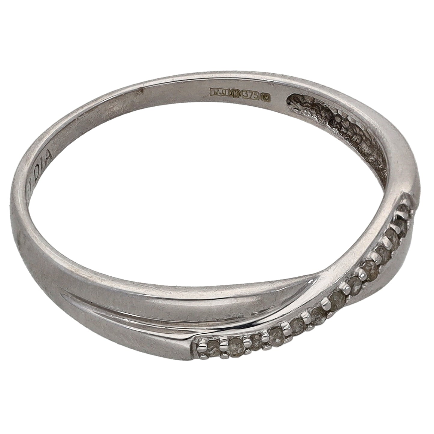 9ct White Gold 0.065ct Diamond Half Eternity Ring Size P