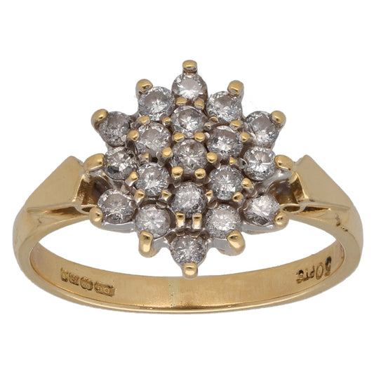 18ct Gold 0.50ct Diamond Cluster Ring Size L