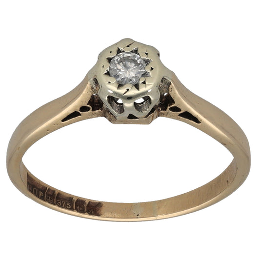 9ct Gold 0.10ct Diamond Solitaire Ring Size K