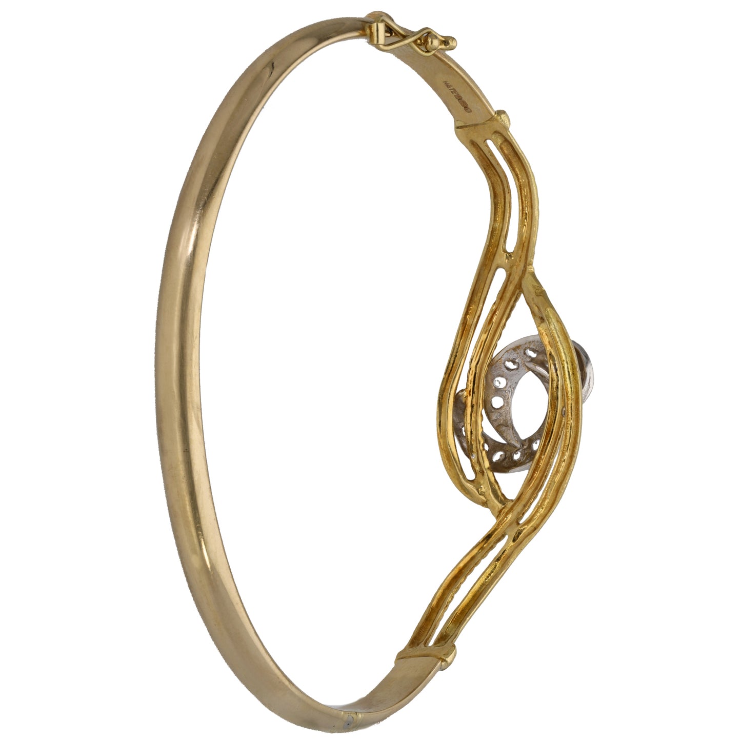 18ct Gold Cubic Zirconia Hinged/Clasp Bangle