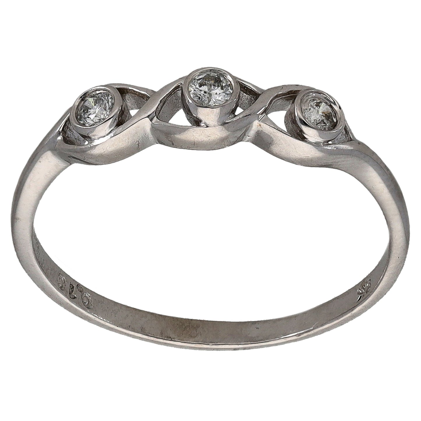 9ct White Gold 0.09ct Diamond Trilogy Ring Size O