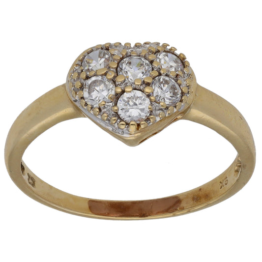 9ct Gold Cubic Zirconia Heart Ring Size P