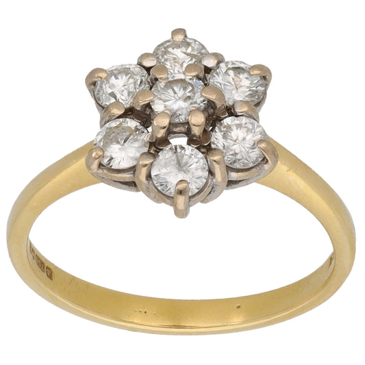 18ct Gold 0.70ct Diamond Cluster Ring Size L