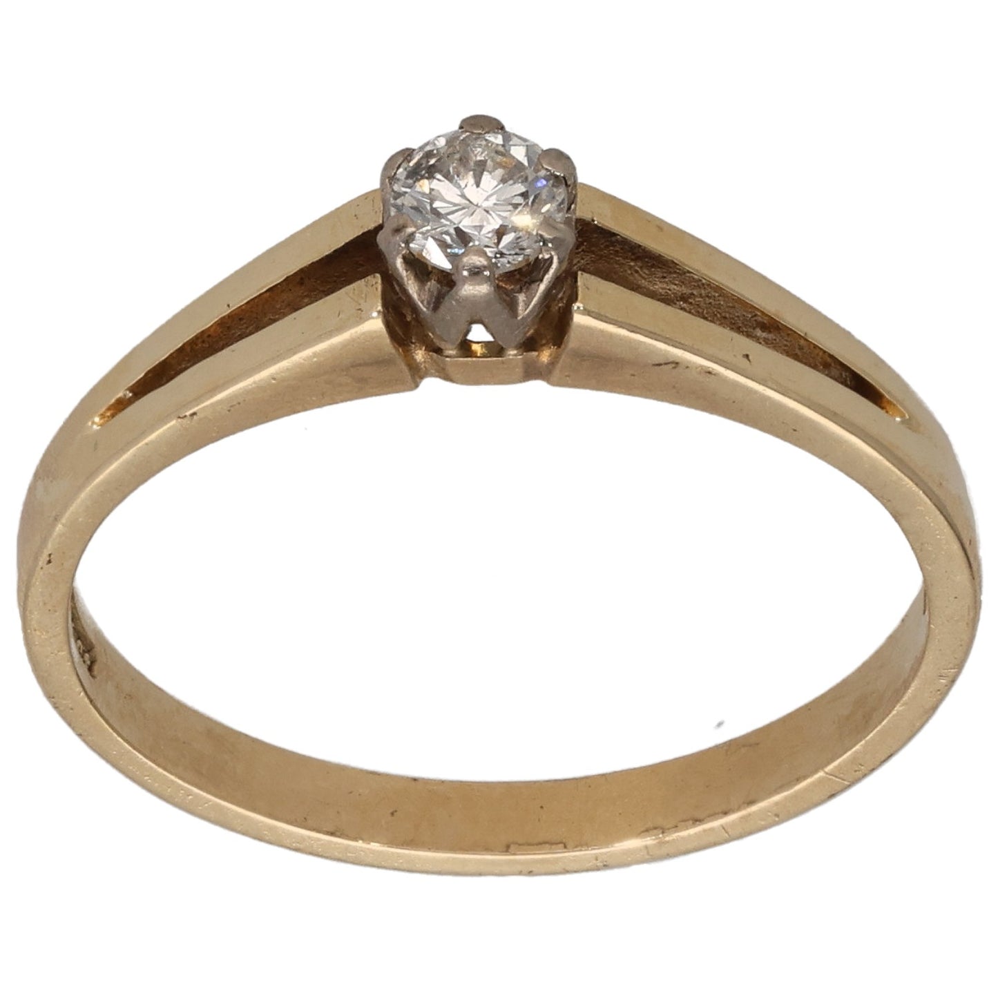 9ct Gold 0.15ct Diamond Solitaire Ring Size O