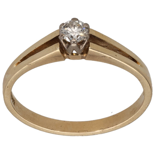 9ct Gold 0.15ct Diamond Solitaire Ring Size O