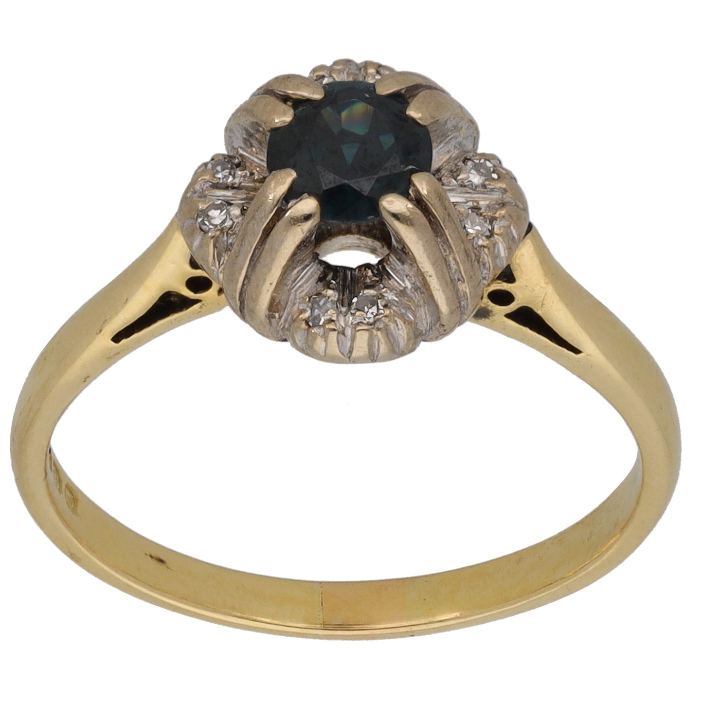 18ct Gold 0.08ct Diamond & Sapphire Dress/Cocktail Ring Size M