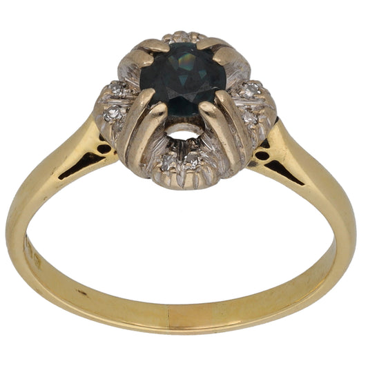 18ct Gold 0.08ct Diamond & Sapphire Dress/Cocktail Ring Size M