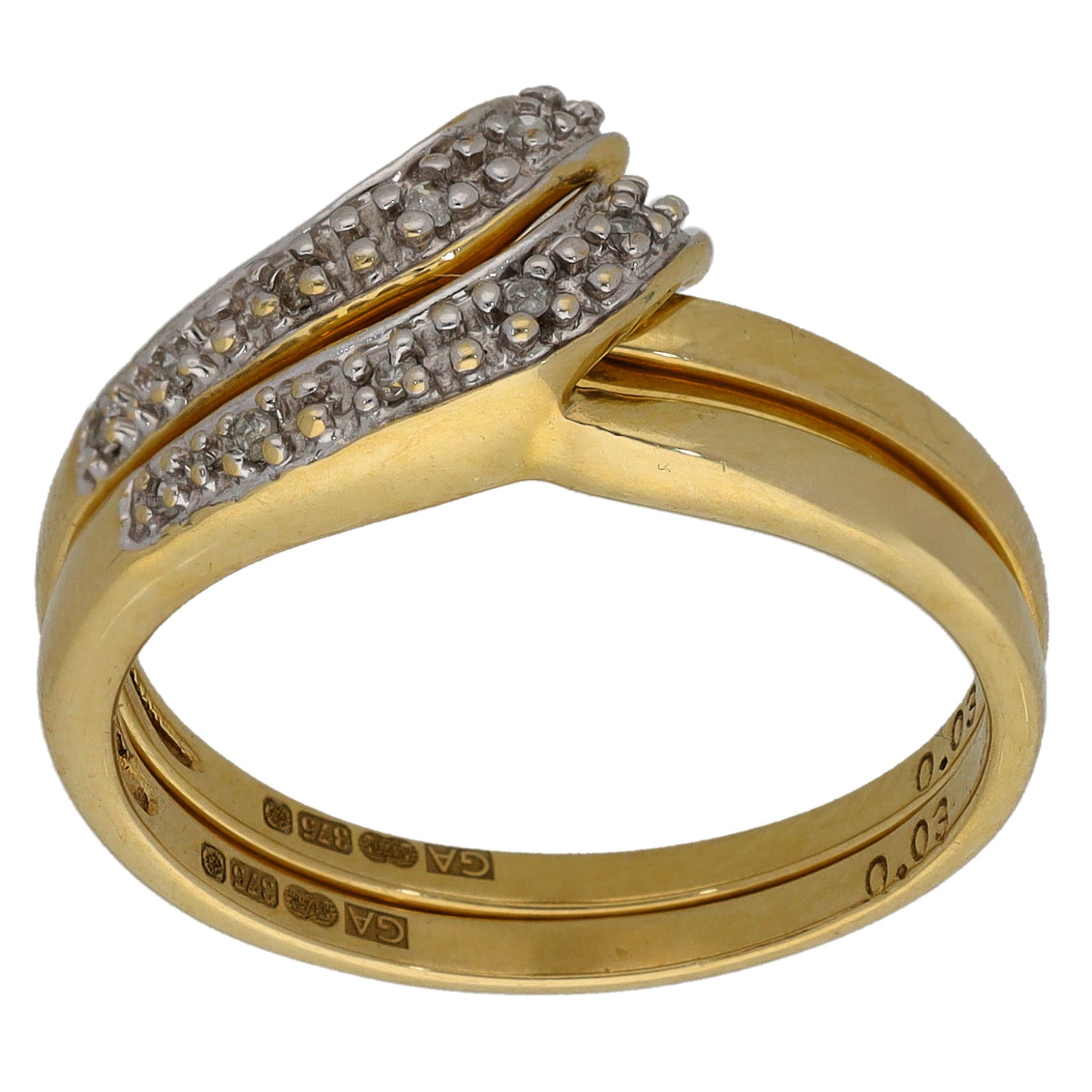9ct Gold 0.06ct Diamond Ring Set Size P
