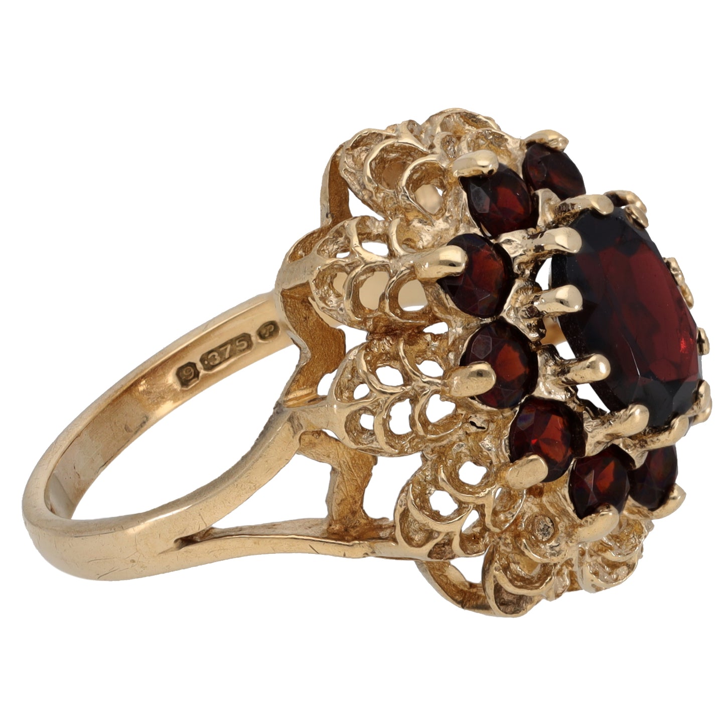 9ct Gold Garnet Dress/Cocktail Ring Size K