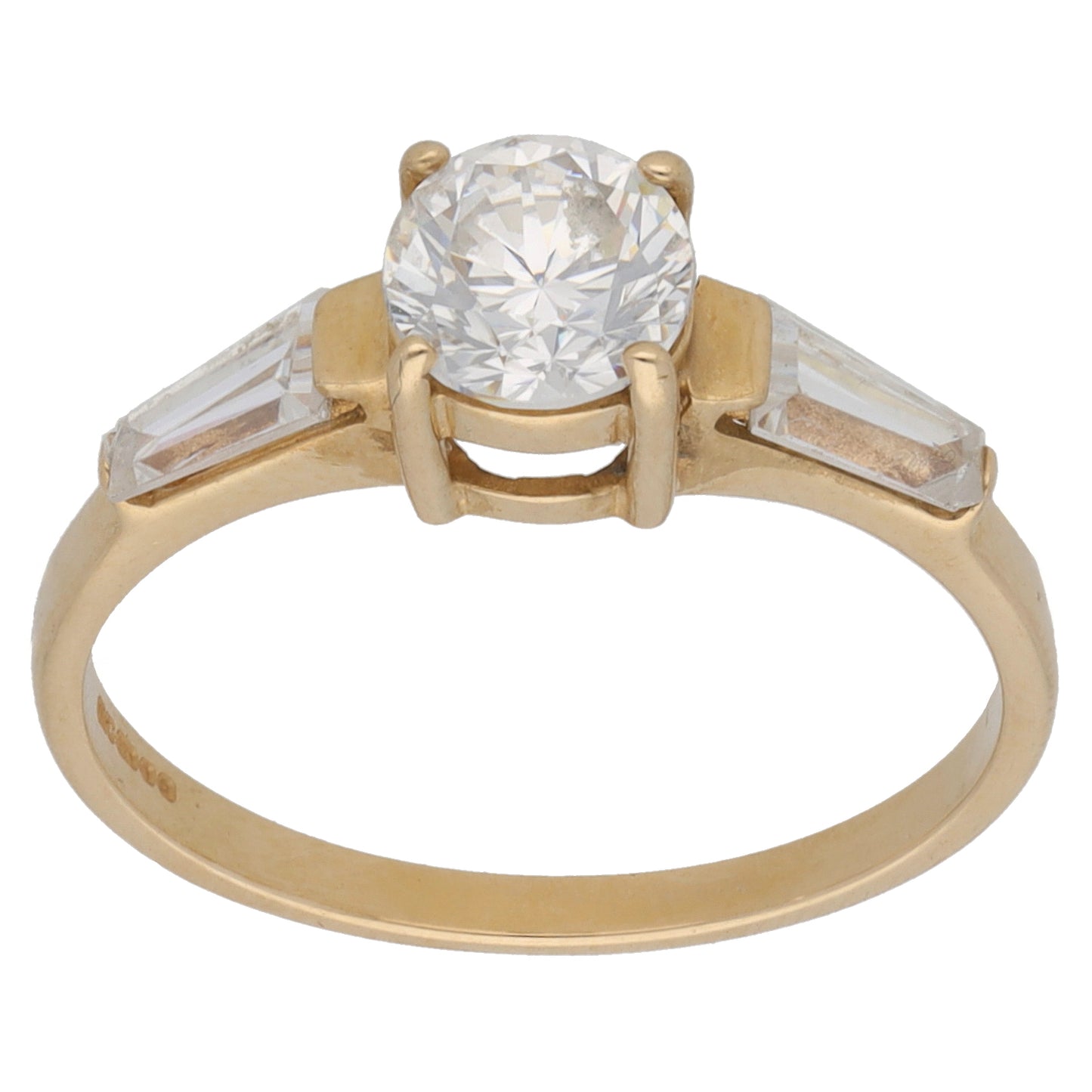 14ct Gold Cubic Zirconia Trilogy Ring Size O