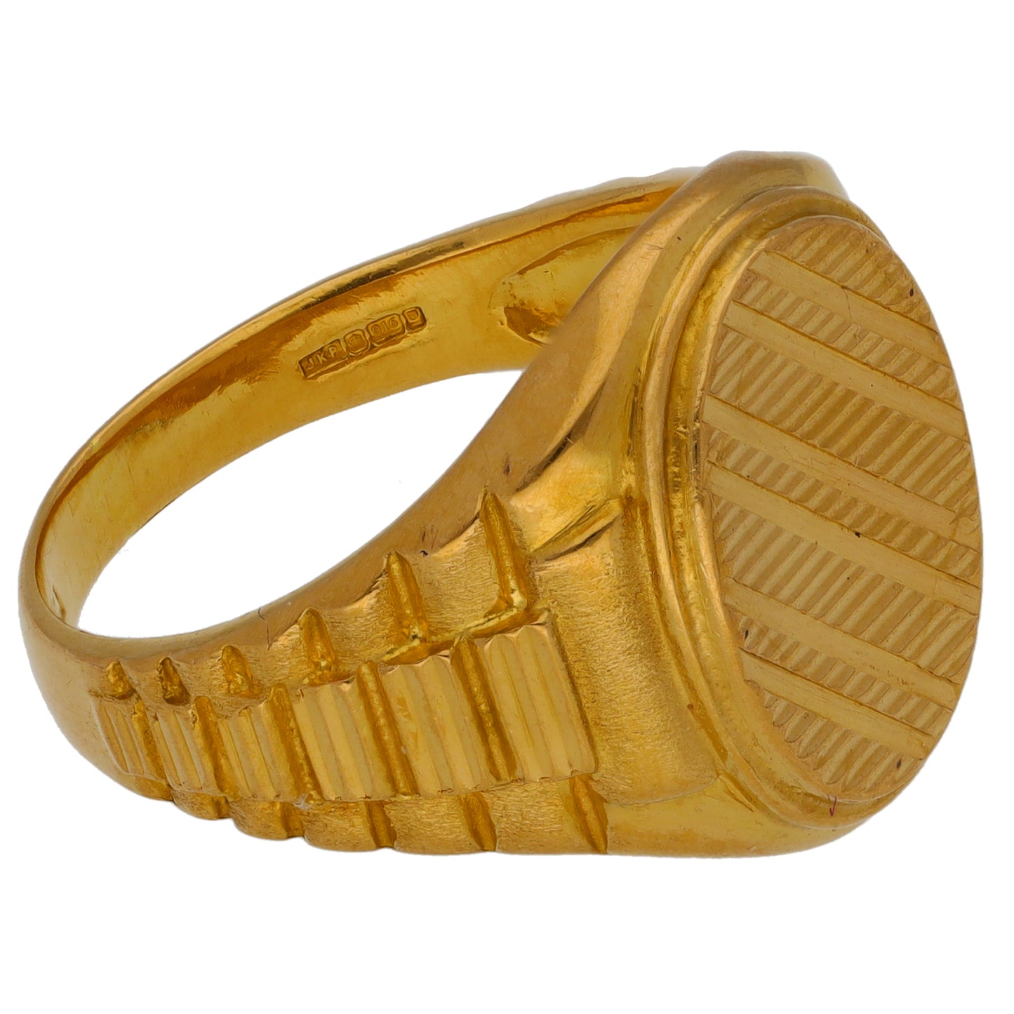 22ct Gold Patterned Signet Ring Size T