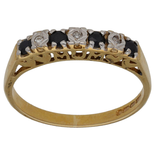 9ct Gold 0.01ct Sapphire Half Eternity Ring Size L