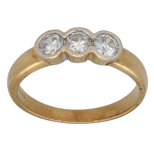 9ct Gold Cubic Zirconia Three Stone Ring Size Q