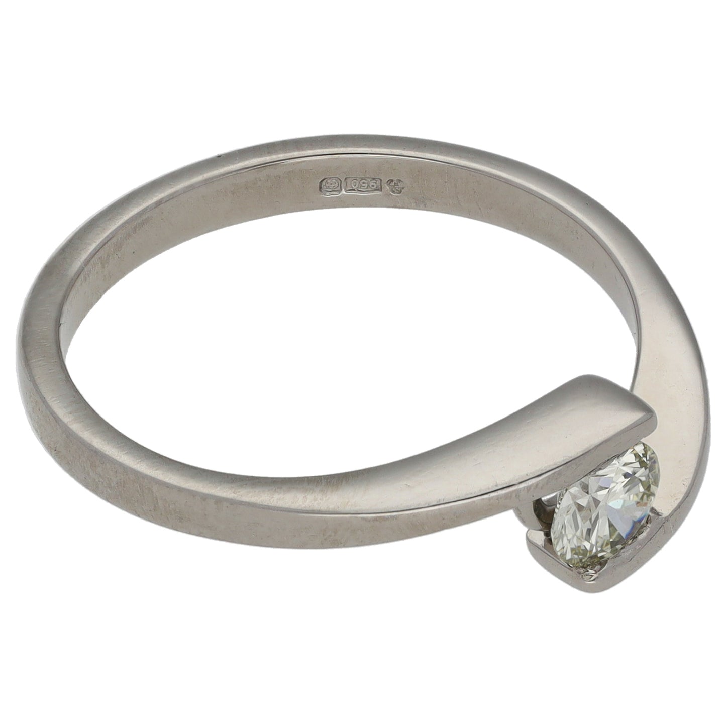 Platinum 0.35ct Diamond Solitaire Ring Size R