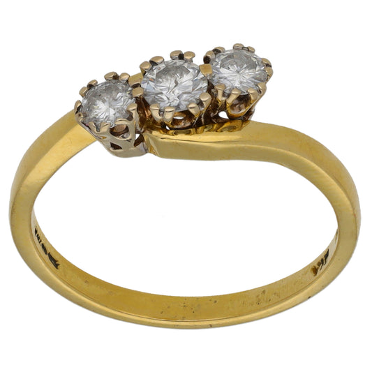 18ct Gold 0.50ct Diamond Trilogy Ring Size P