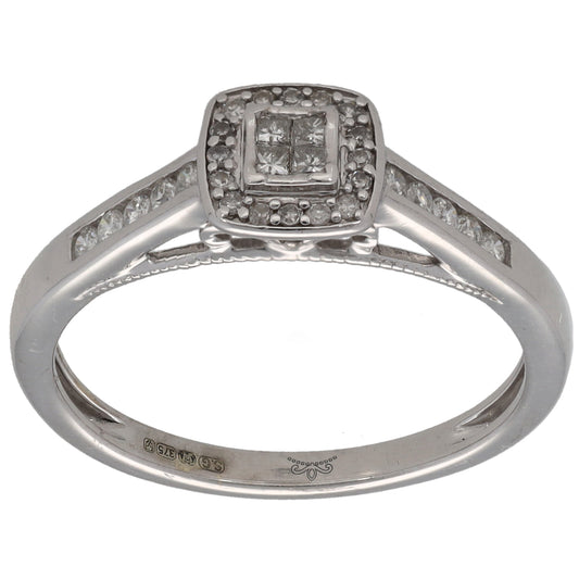 9ct White Gold 0.21ct Diamond Dress/Cocktail Ring Size O