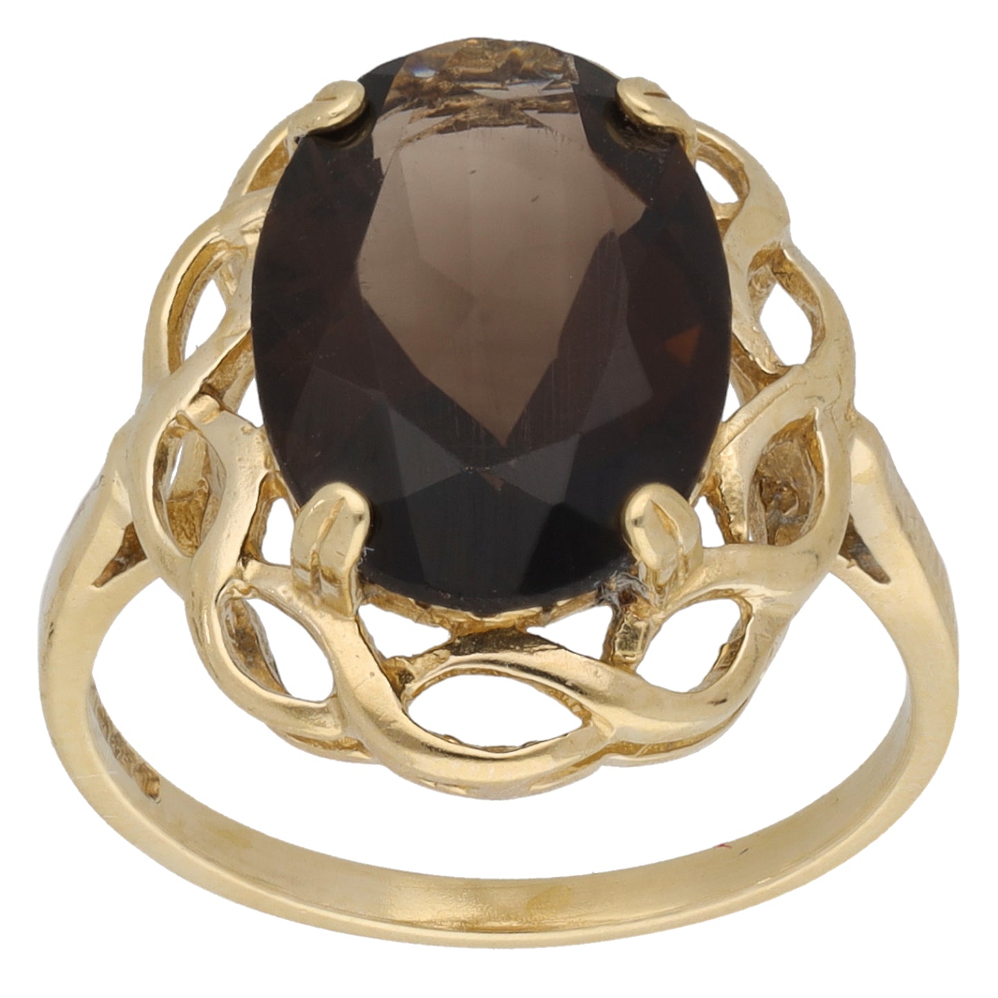 9ct Gold Smoky Quartz Single Stone Ring Size M