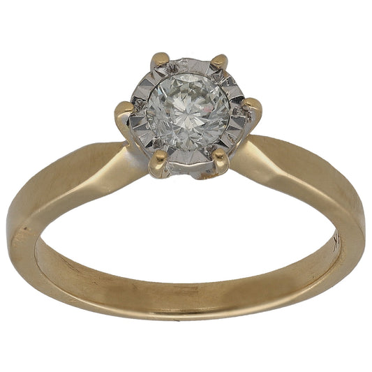 18ct Bicolour Gold 0.20ct Diamond Solitaire Ring Size N