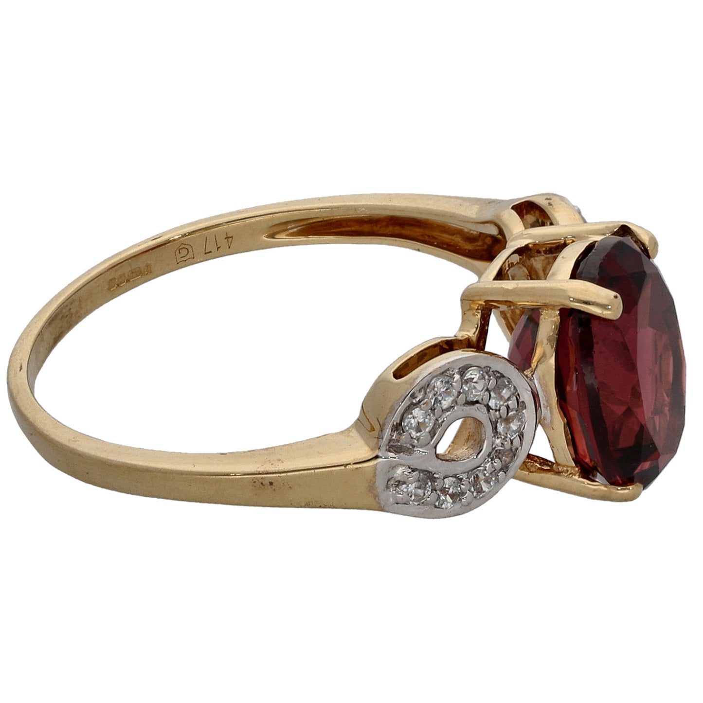 9ct Gold Garnet & Imitation Dress/Cocktail Ring Size L