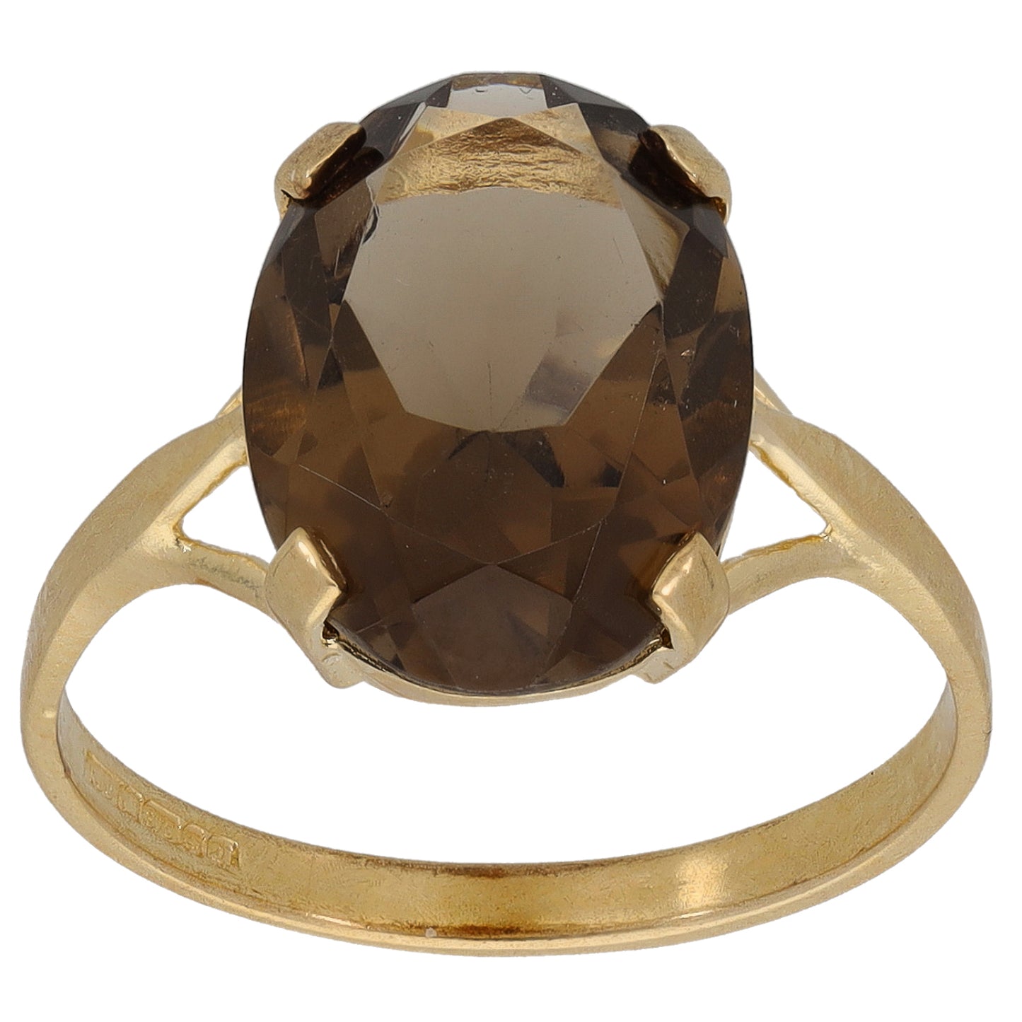 9ct Gold Smoky Quartz Solitaire Ring Size M