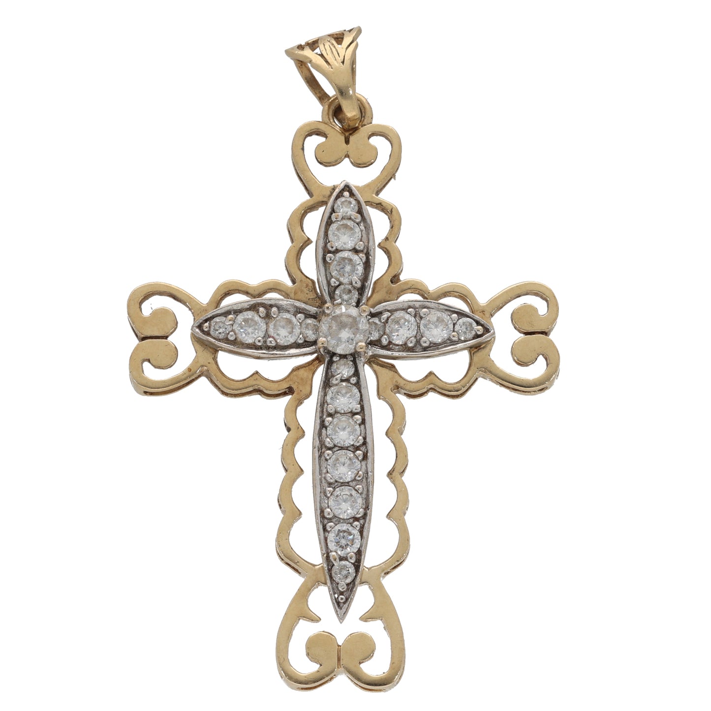 9ct Gold Cubic Zirconia Cross Pendant