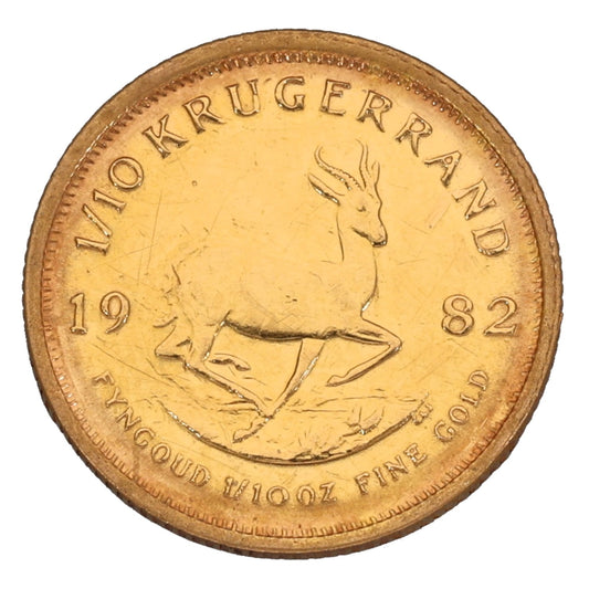 22ct Gold 1/10 OZ Krugerrand Coin 1982