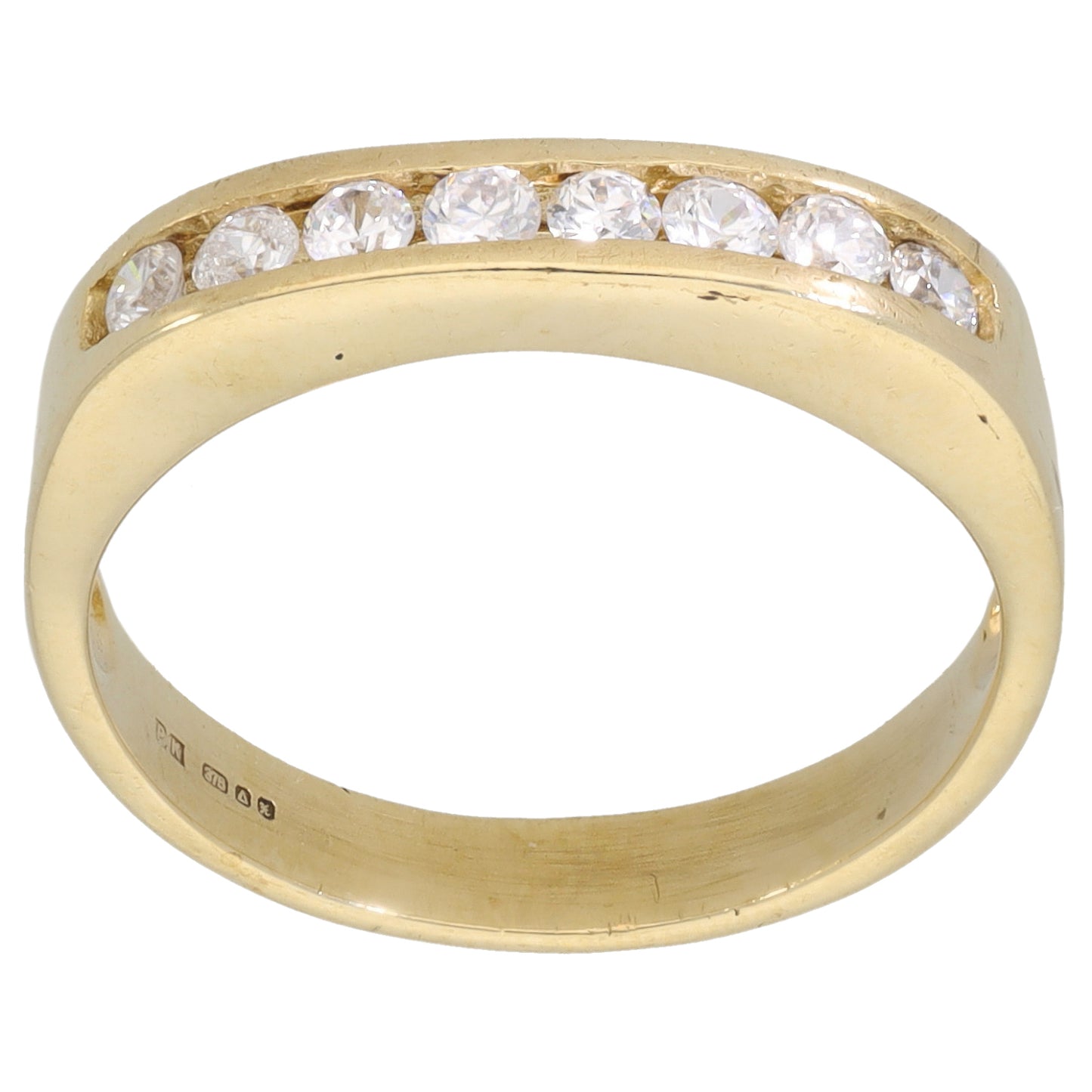 9ct Gold Cubic Zirconia Half Eternity Ring Size P