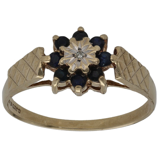 9ct Gold 0.005ct Diamond & Sapphire Dress/Cocktail Ring Size U