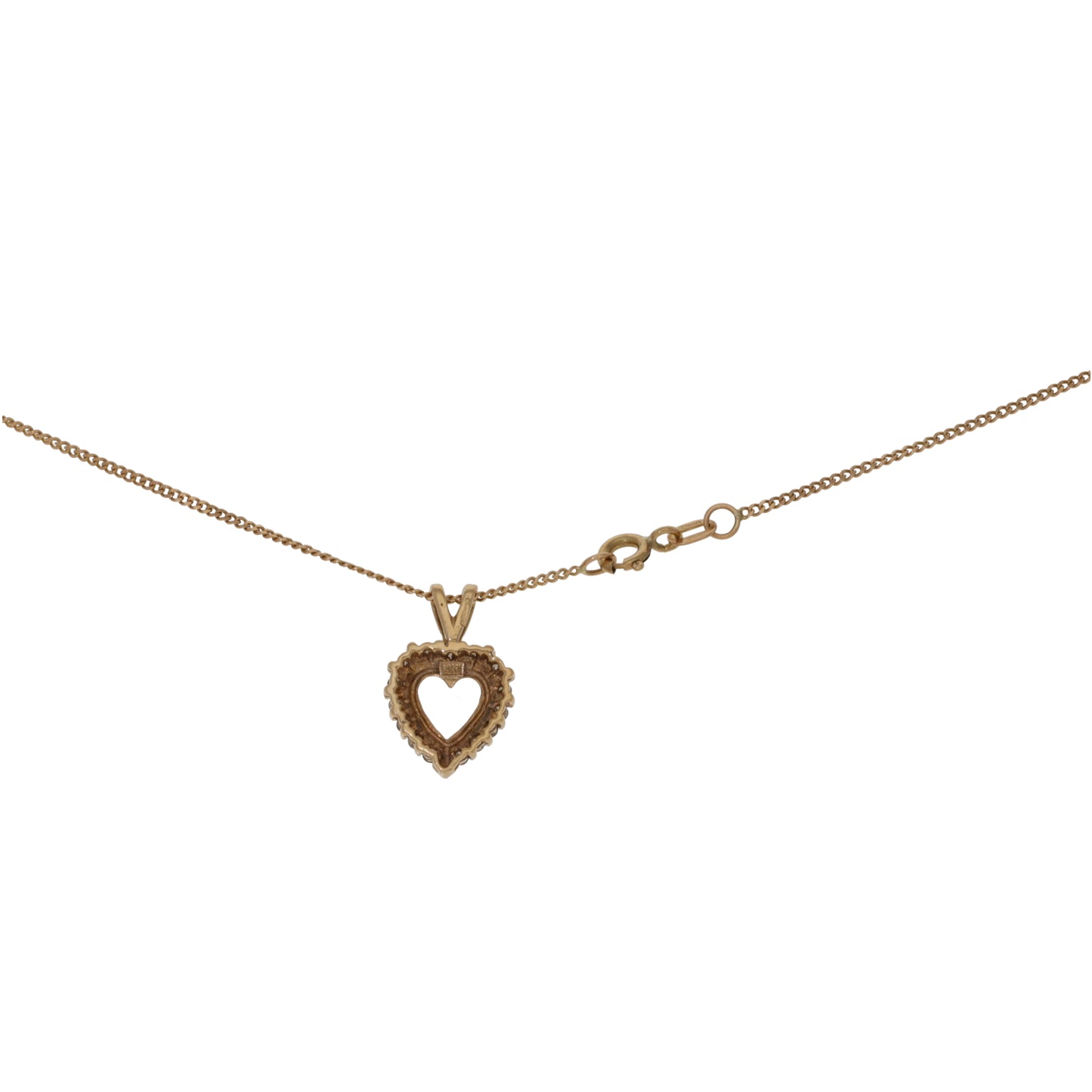 9ct Gold 0.30ct Diamond Heart Pendant With Chain