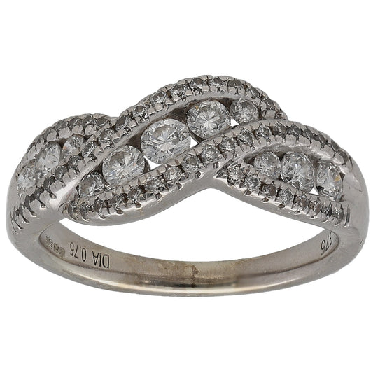 9ct White Gold 0.75ct Diamond Dress/Cocktail Ring Size L