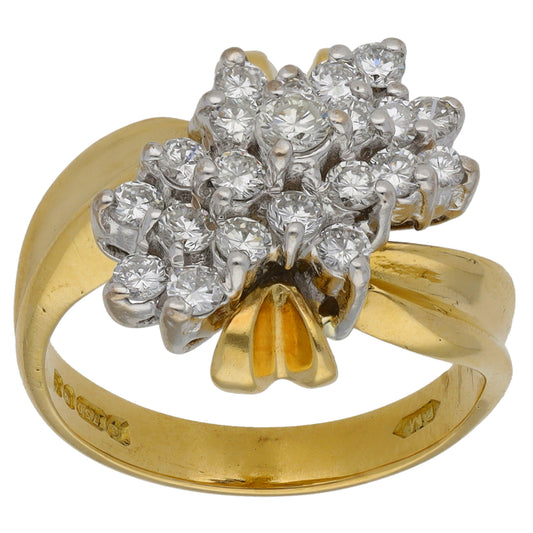 18ct Gold 0.68ct Diamond Cluster Ring Size O