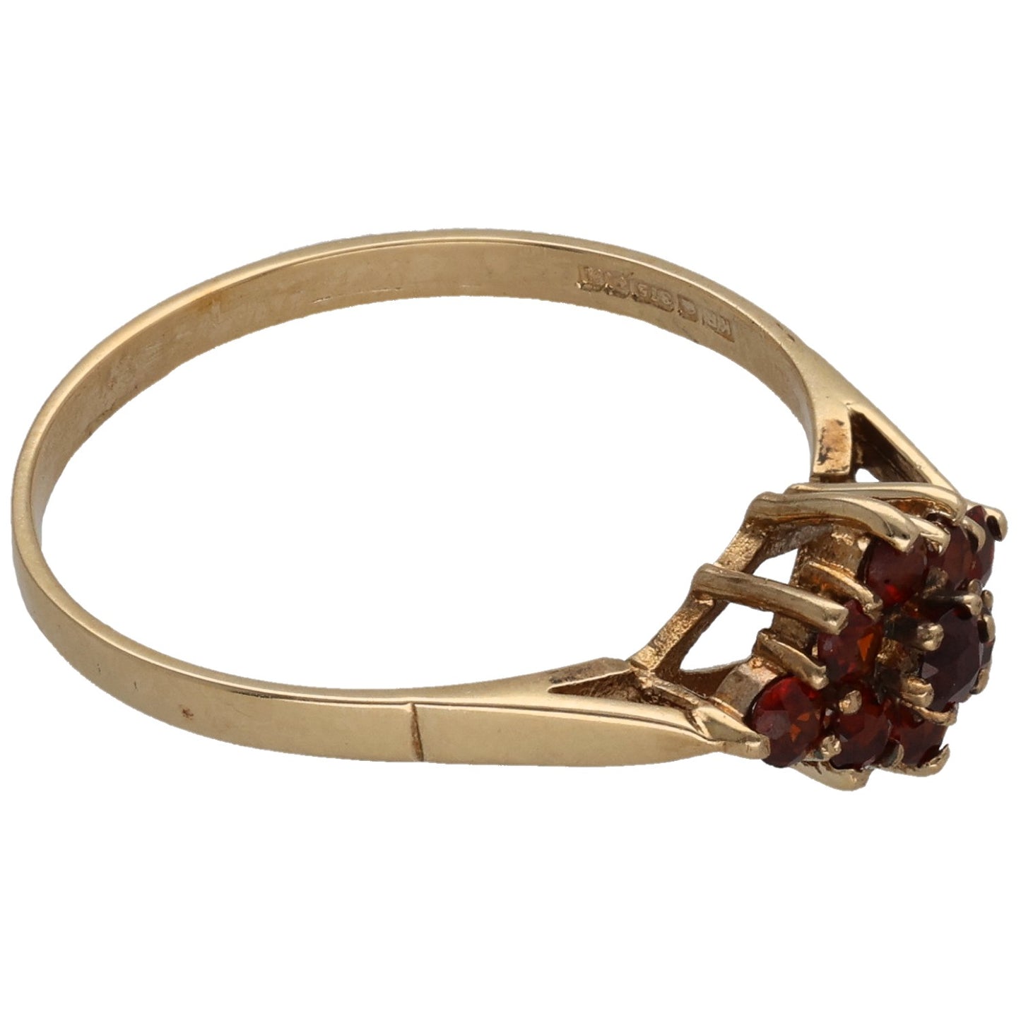 9ct Gold Garnet Dress/Cocktail Ring Size O