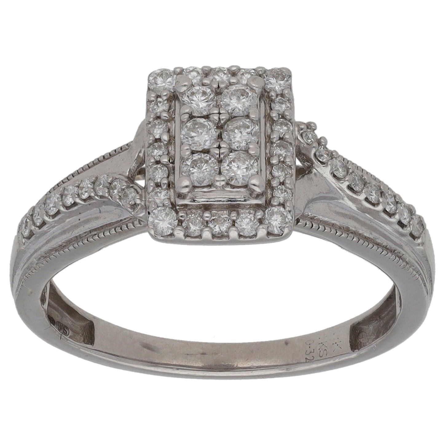 9ct White Gold 0.32ct Diamond Cluster Ring Size N