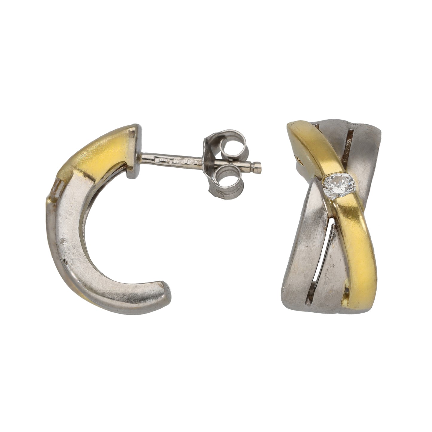 18ct Bicolour Gold 0.06ct Diamond Stud Earrings