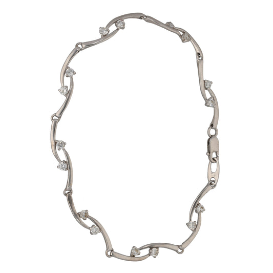 9ct White Gold Cubic Zirconia Fancy Bracelet