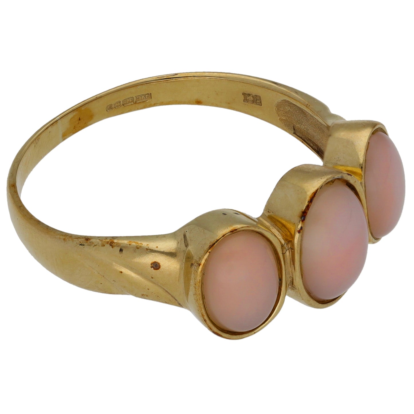 9ct Gold Opal Three Stone Ring Size T