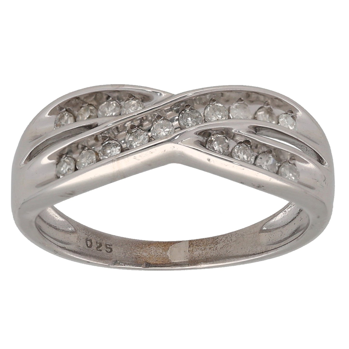 9ct White Gold 0.25ct Diamond Dress/Cocktail Ring Size K