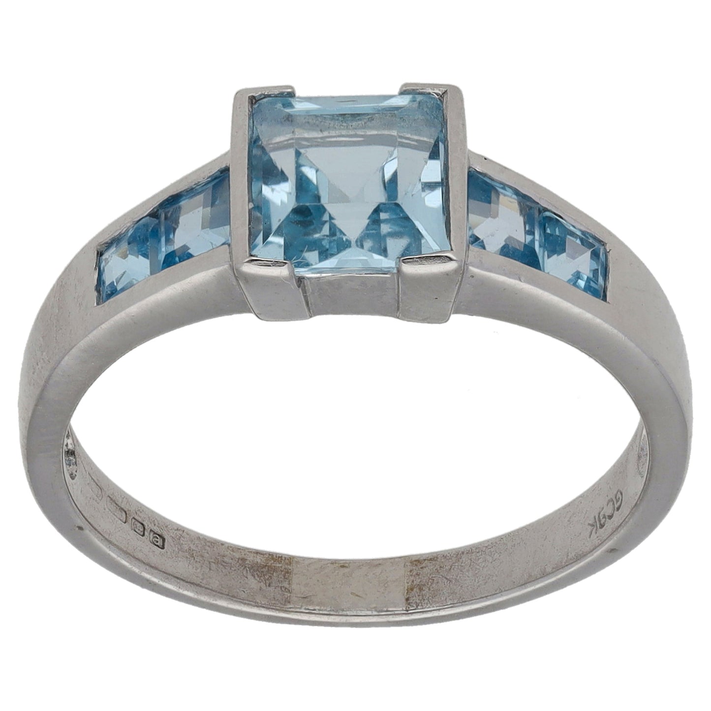 9ct White Gold Topaz Single Stone Ring With Accents Size P