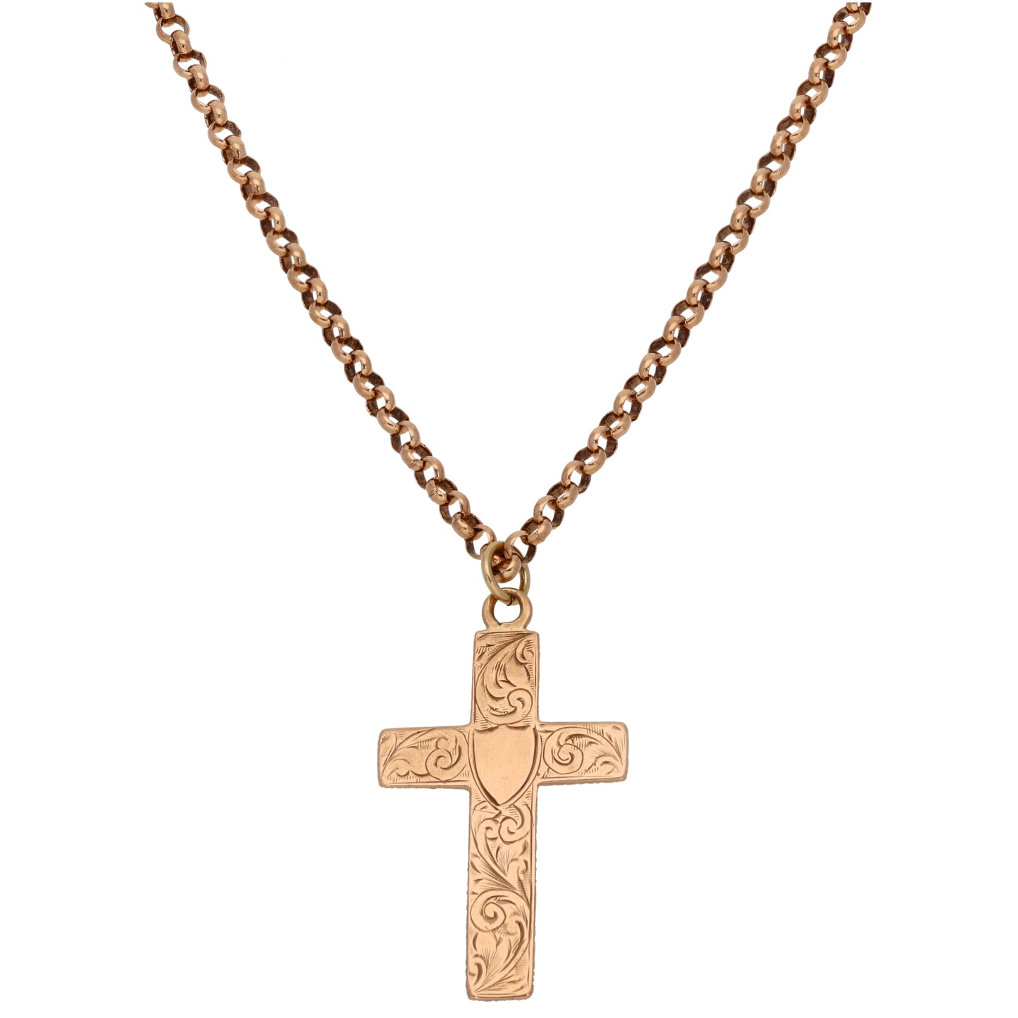9ct Rose Gold Cross Pendant With Chain
