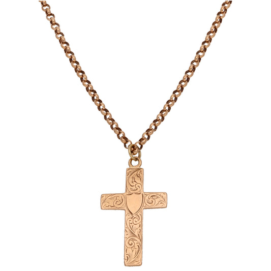 9ct Rose Gold Cross Pendant With Chain
