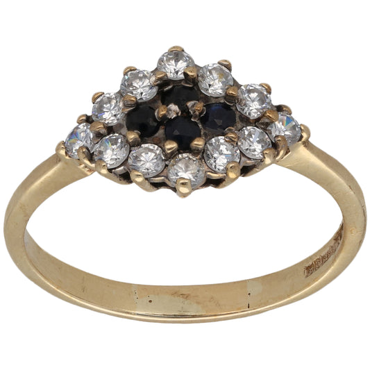 9ct Gold Sapphire & Cubic Zirconia Dress/Cocktail Ring Size U