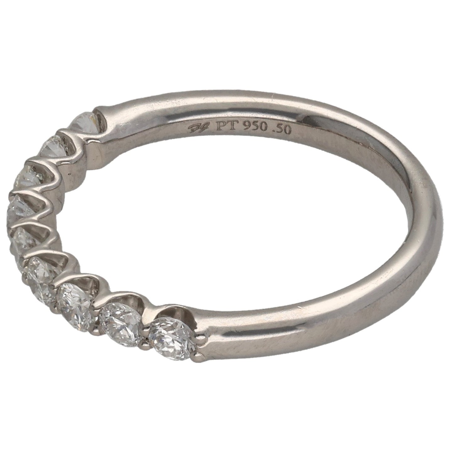 Platinum 0.50ct Diamond Half Eternity Ring Size K