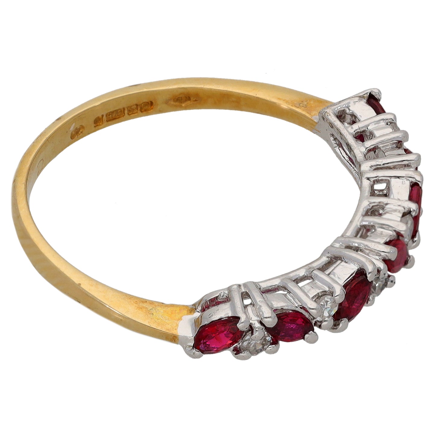 9ct Gold Ruby & 0.06ct Diamond Half Eternity Ring Size O