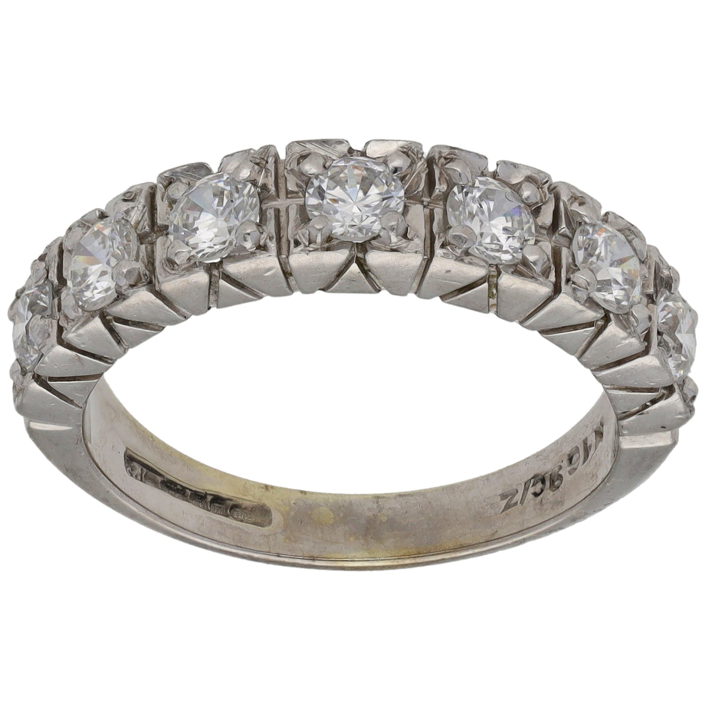 9ct White Gold Cubic Zirconia Half Eternity Ring Size R