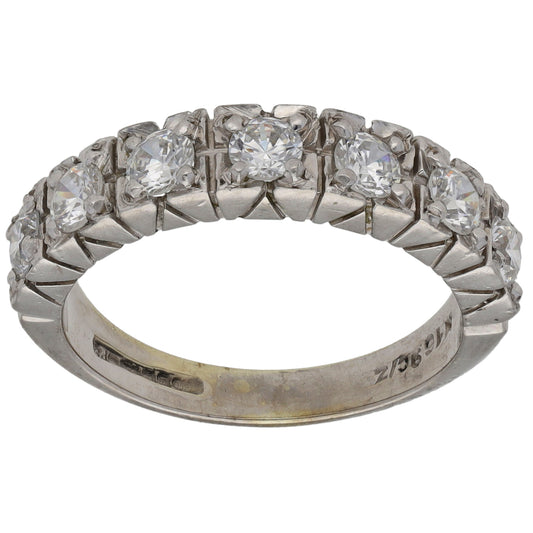 9ct White Gold Cubic Zirconia Half Eternity Ring Size R