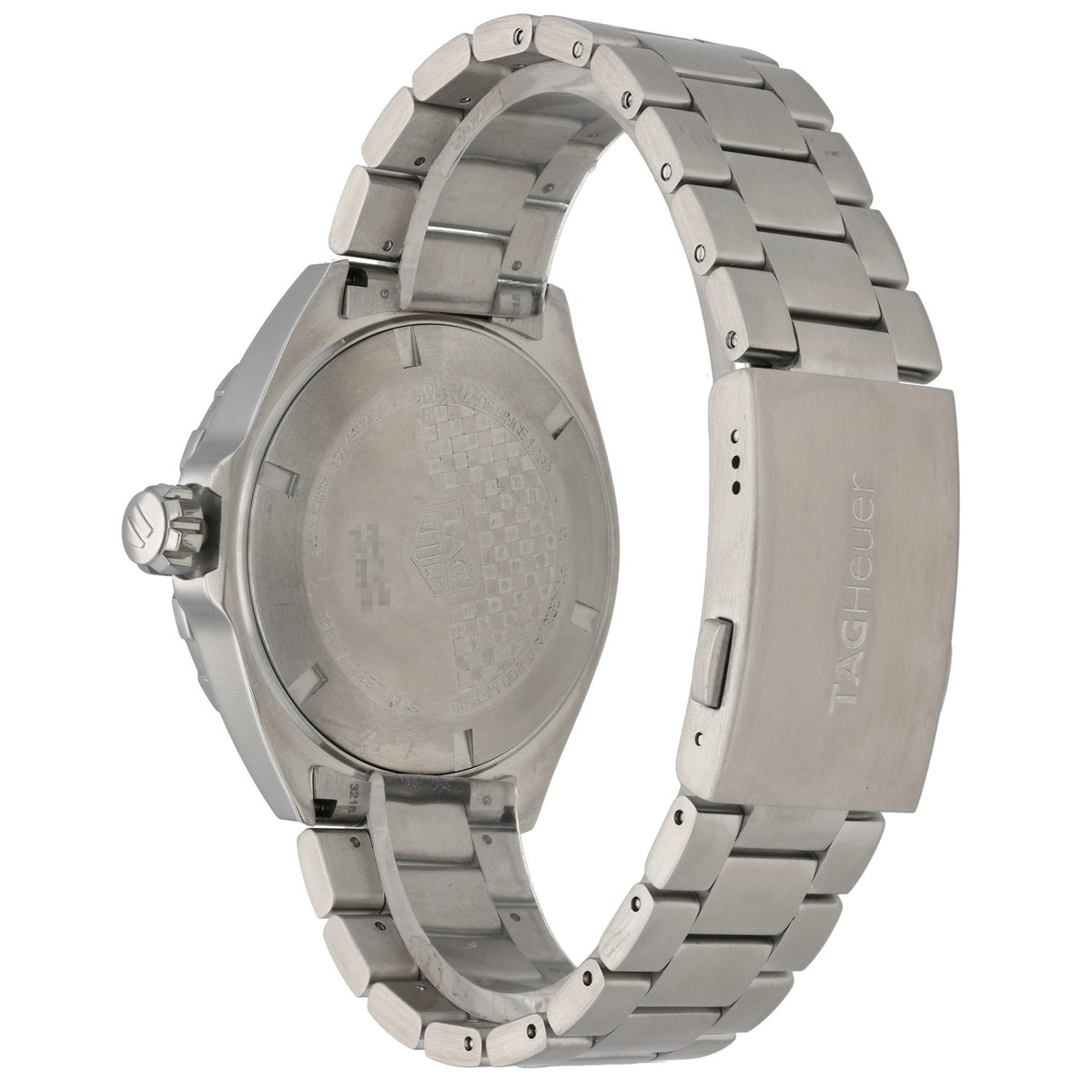 Tag Heuer Formula 1 WAZ1018, 43mm stainless steel case and bracelet, rear angle of watch
